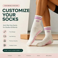 Calcetines de Pilates Personalizados OEM, Calcetines de Yoga y Danza Antideslizantes de Algodón con Bordado Jacquard y Logotipo Personalizado