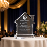 Trophée en verre gravé sur mesure Noble Landmark Clear Crystal House Award pour la reconnaissance des employés, cadeau d'entreprise, vente en gros