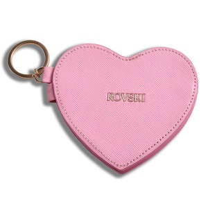 Hot Selling 3D Cute Bling Glitter Key Chain Heart Pink <b>Leather</b> <b>Keychain</b> With Ribbon - Product Image 1