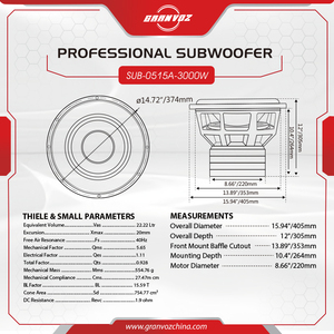 Nuovo Arrivo: Altoparlanti per <span class=keywords><strong>Auto</strong></span> OEM da 3000 Watt RMS, Subwoofer da 15 Pollici con Cestello in Alluminio per Sistemi Audio <span class=keywords><strong>Auto</strong></span> - Product Image 3