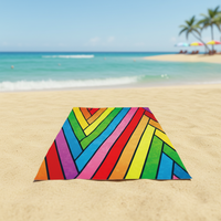 Yabee Rainbow Beach Towel Quick Dry Microfiber Beach Blanket Vibrant Geometric Striped Towels Pool Vacation Sand Towel