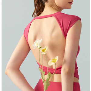Wholesale Women's Twist Back Backless Yoga <b>Crop</b> <b>Top</b> Built-in Bra Sleeveless Workout Tank <b>Top</b> Slim Fit Pilates Fitness Tee - Product Image 5