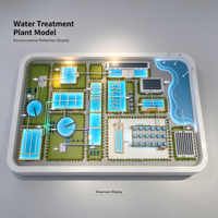 Modèle d'exposition de station d'épuration moderne pour la protection de l'environnement, pour usage en appartement, piscines bleues, réservoirs, ateliers, tuyaux, vert