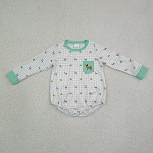 เสื้อผ้าเด็กผู้ชายแขนยาวปักลายเป็ดกวางกระเป๋าลายสก๊อต - Product Image 3