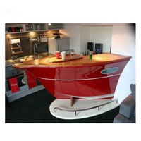 Comptoir de bar pour maison, de style moderne, de couleur rouge, en forme de bateau, 1 pièce