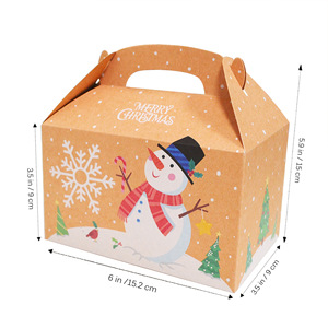 Festive Holiday Christmas Santa Snowman Gingerbread House Designs avec poignées Coffrets cadeaux pour un transport facile - Product Image 5