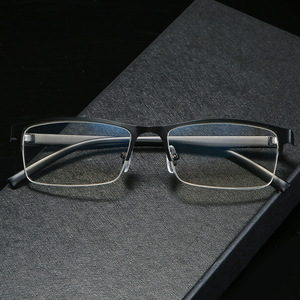 Lunettes de lecture demi-cadre en métal, verres transparents noirs, anti-lumière bleue, unisexe, 2024 - Product Image 2