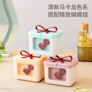 กล่องเก็บลิปสติกพร้อมฝาปิด สีชมพู สีเหลือง สีฟ้า กล่องจัดระเบียบเครื่องสำอางสำหรับโต๊ะเครื่องแป้ง ดีไซน์ลิ้นชักเก็บเครื่องสำอาง - Product Image 2