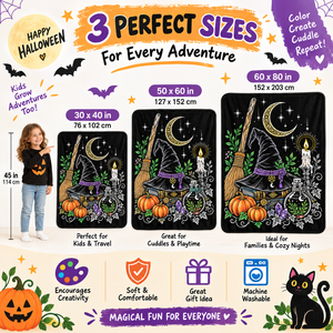 Halloween DIY Coloring Throw <b>Blanket</b> Rectangular Flannel Pumpkin Pattern Home Decor Autumn Seasonal Kids Activity <b>Blanket</b> - Product Image 6