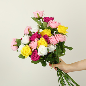 Bouquet de roses artificielles en soie et perles de simulation, fleur éternelle haut de gamme pour décoration de table, hôtels, mariages, présentoirs commerciaux et extérieur - Product Image 2