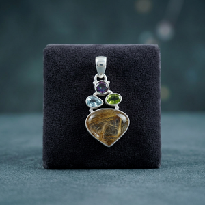Multi 925 Sterling Silver Handmade Bezel Setting Gemstone Pendant Solid Silver Minimalist Princess Natural Gemstone - Product Image 2