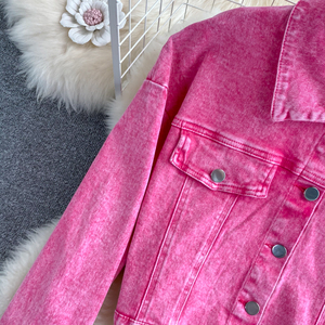 Short Lapel Tops Mid-Length High Waist <b>Split</b> Half-body <b>Skirt</b> Women's Denim 2 Piece Set Fashion - Product Image 4