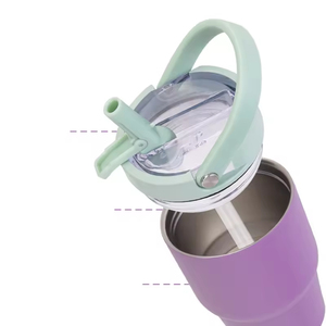 Vaso Térmico Portátil para Niños, <span class=keywords><strong>Precio</strong></span> de Fábrica al por Mayor, 16, 20, 24 oz, Acero Inoxidable, con Pajita Desmontable a Prueba de Polvo y Asa - Product Image 2