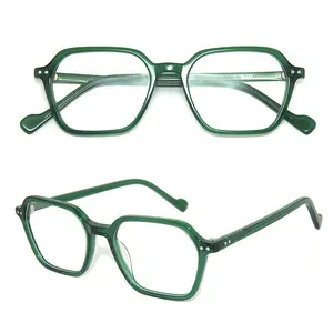 중국 도매 하이 엔드 남성 녹색 사탕 색상 광학 안경 프레임 패션 이탈리아 디자인 아세테이트 안경