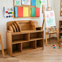 Meuble de rangement en bois de hêtre pour maternelle, bibliothèque préscolaire, ensemble de mobilier pour garderie, fournisseur pour centre d'activités artistiques et créatives pour enfants