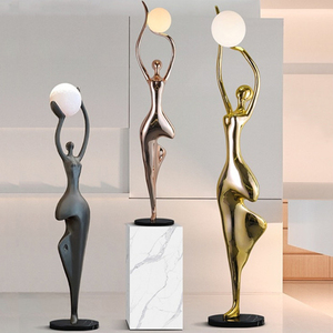 Moderna resina de fibra de vidrio en forma de bola Hugger escultura lámpara de pie iluminación interior para el hogar habitación comedor y cocina - Product Image 3