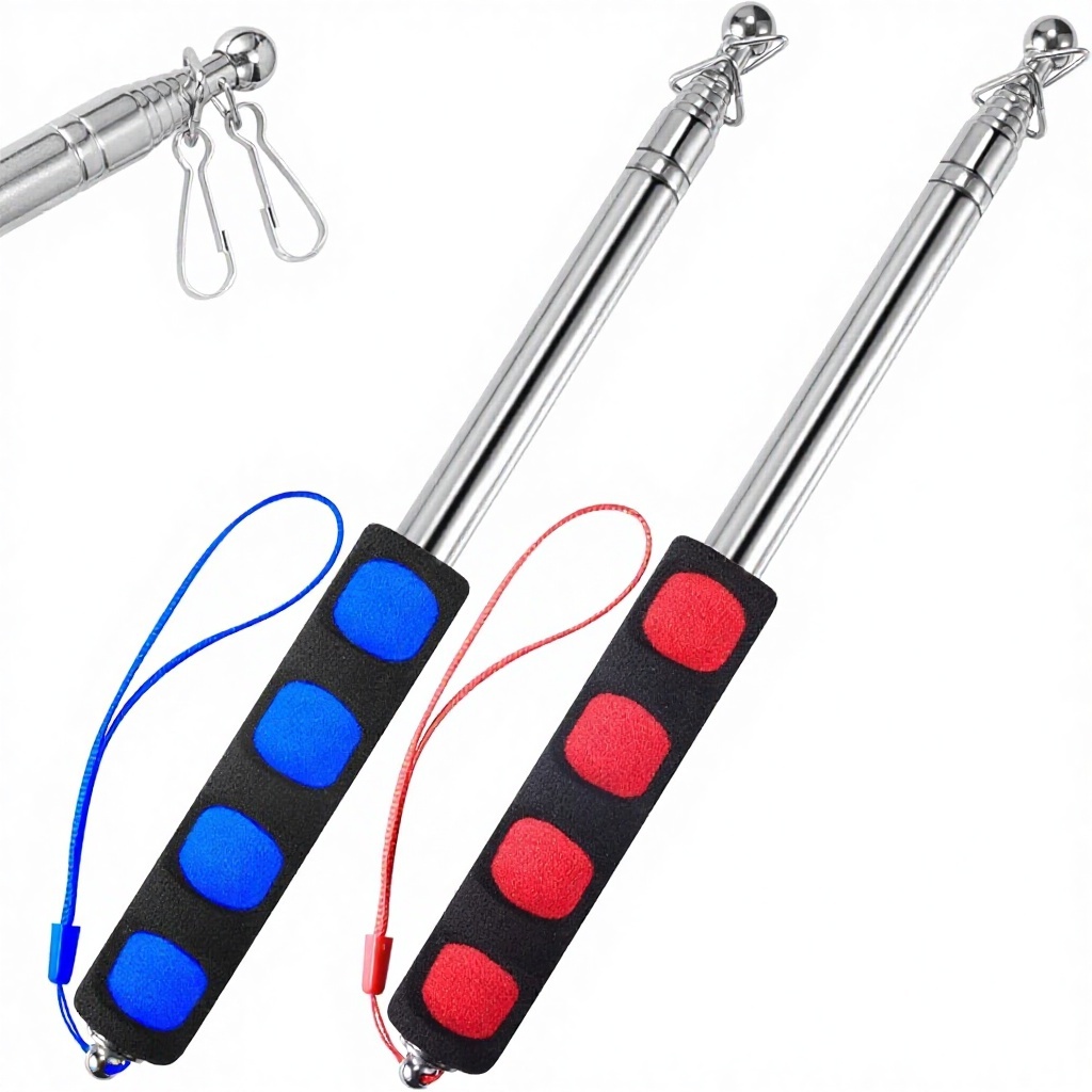 BAISIDA 1.2M Telescopic Handheld Stainless Steel Flagpole Clips Portable Cylindrical Design Tour <strong>Guide</strong> <strong>Teaching</strong> <strong>Pointer</strong>