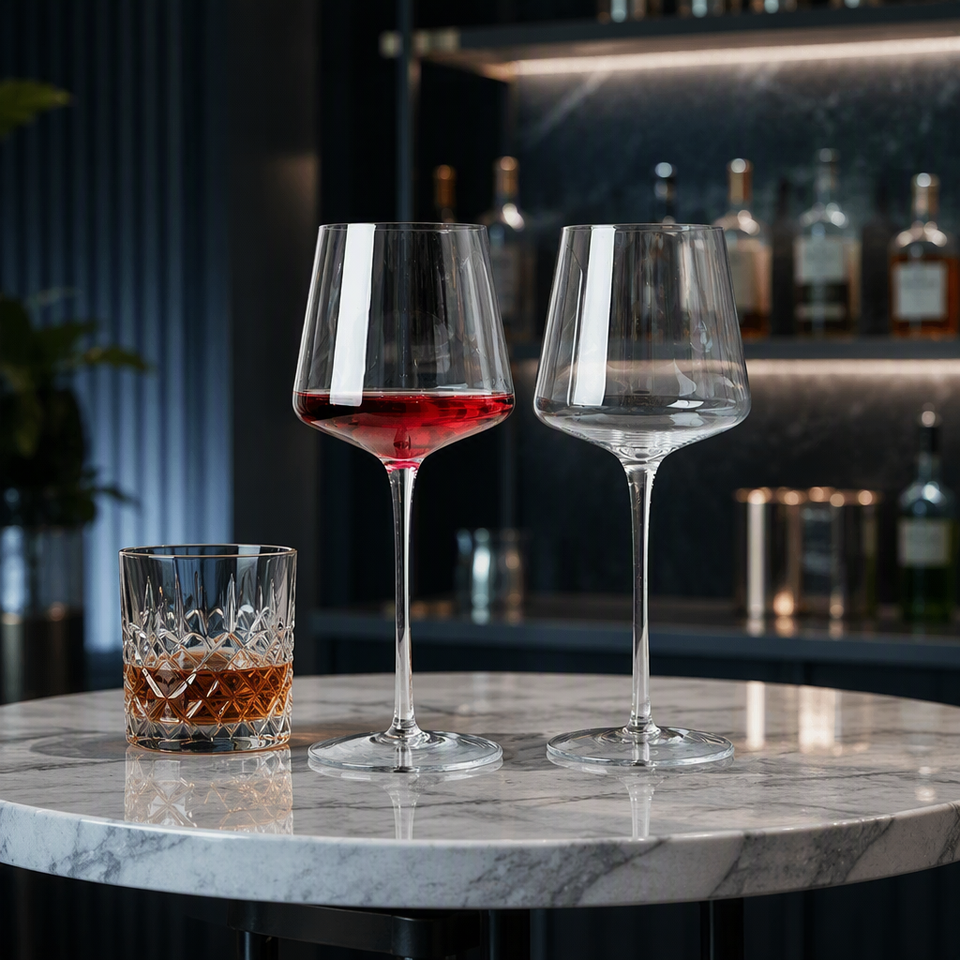 Custom logo Hand-blown Stemmed Wine Glasses Perfect for Home Dinners ...