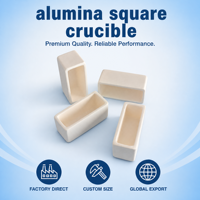 Crucible en céramique carré Alo2, bateau céramique haute pureté 1700°C pour la combustion, le frittage en four et les applications réfractaires en laboratoire