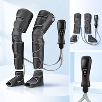 Masseur de jambes chauffant à compression d'air pour les genoux avec 4 modes, 4 niveaux d'intensité et télécommande pour usage quotidien à domicile, gris