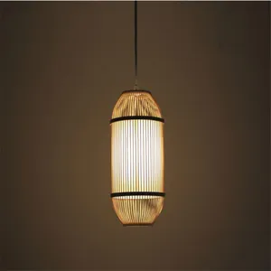 Luminária pendente de bambu para interior moderna, lustre criativo em tecido chinês, luminária de bambu, tampa de rattan para luminária