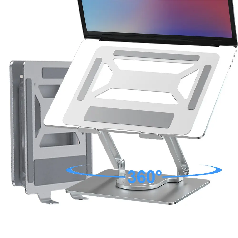 2 in 1 döner alüminyum dj masaüstü metal tutucu dönen taban 360 derece katlanabilir ayarlanabilir laptop standı ergonomik