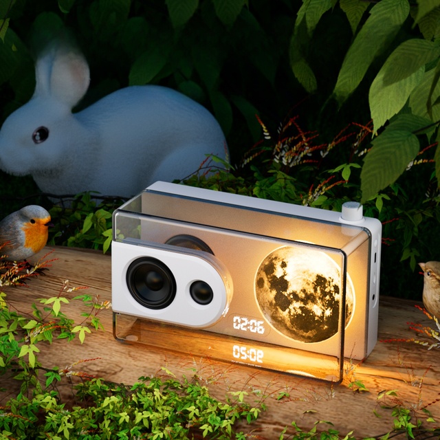 2025 New Moonlight Treasure Box BT Speaker for Creative Decor Desktop Clock Ambient Night Light Portable HIFI Sound Speaker Lamp