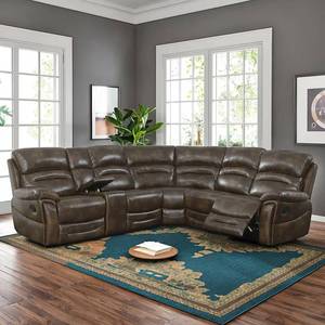 Sofá esquinero reclinable de cuero sintético, muy vendido, con consola de almacenamiento expandible, ideal para la sala de estar. - Product Image 3