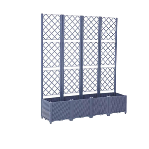 Jardinera Rectangular Elevada para Jardín, con Enrejado para Plantas Trepadoras, Orificios de Drenaje, Ruedas Opcionales, Material PP Resistente - Product Image 2
