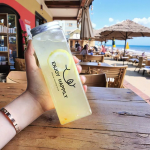 380ml vuông Jar trong suốt pet chai nhựa cho kẹo sữa nước lạnh uống chai nước trái cây với nhôm vít cap - Product Image 1