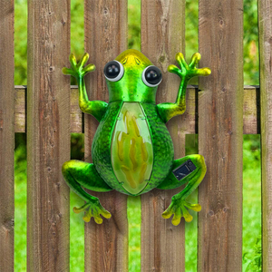 Không thấm nước Patio ngoài trời Vườn hàng rào Led Kim Loại kính ếch treo trang trí năng lượng mặt trời Đèn tường - Product Image 1