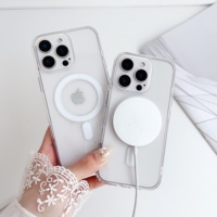 Coque de téléphone magnétique en acrylique emballée pour la vente au détail, compatible avec iPhone Duo 18 17 Air 16E 16 15 14 13 11 Pro Max Plus SE, avec dos transparent