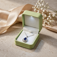 Boîte à bijoux ronde en cuir PU personnalisée Fandi avec bord surélevé, logo personnalisé, vente en gros, présentoir à bijoux, boîtes à bijoux LED