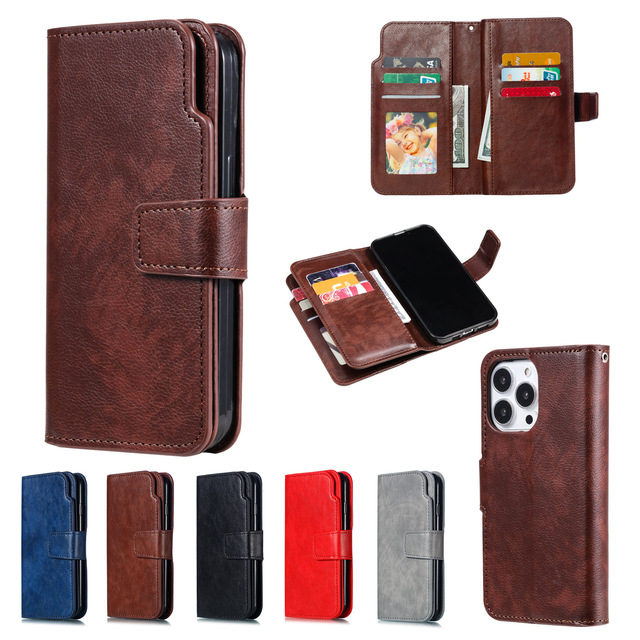 Wholesale PU Leather Business Flip Wallet Case for iPhone 15 Pro Max 14 13 12 11-Phone Case and Card Holder Accessory