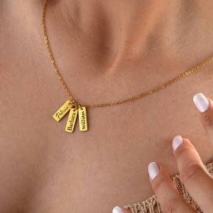 CAIOOCHE Collane <span class=keywords><strong>con</strong></span> Ciondolo Personalizzato in Acciaio Inossidabile Impermeabile, Incisione Personalizzata, Placcato Oro, Anti-Appannamento, Gioielli all'Ingrosso, Regalo - Product Image 2