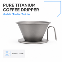 Filtre à café en titane pur à 3 trous, filtre à thé portable, kit de camping pour le thé et le café, équipement de camping, matériel de camping