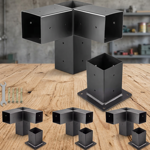 Support d'angle en acier à 3 voies pour pergola avec base de colonne - Product Image 2
