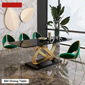 الكلاسيكية 4 مقاعد الحديثة تصميم قرص من الرخام للمنضدة أثاث المنزل مجموعات طاولة غرفة الطعام