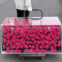 Boîte à fleurs en acrylique avec rose véritable préservée - Cadeau romantique pour la Saint-Valentin pour elle, décoration intérieure avec rose éternelle