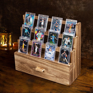 Estante de Almacenamiento de Tarjetas de Deportes de Madera, Estante de Exhibición de Tarjetas de Deportes de Múltiples Niveles, Estante de Almacenamiento de Tarjetas de Estrellas de Fútbol y Baloncesto - Product Image 2