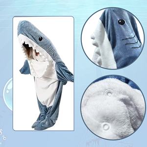 Gros adulte requin sac de couchage bleu flanelle matériel grand drôle Costume Onesie pyjama pour blague cadeaux d'anniversaire fête faveurs - Product Image 4