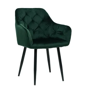 A503 LIXIN luxury metal legs restaurant hotel restaurant furniture green tufted back dining chair
