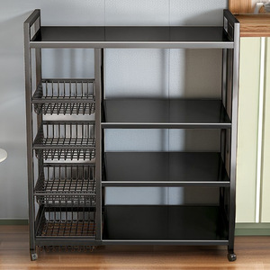 Multi Layer Storage Rack Kitchen Organizer Movable Shelf With Baskets For Living Room And Kitchen Use - Product Image 1