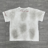 T-Shirt Personnalisé 100% Coton Coupe Ample Boxy Très Épaisse Impression DTG Graphique Délavé au Soleil Décoloré Strass Vieilli