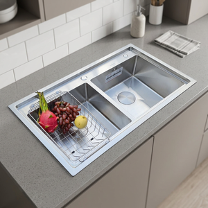 Évier de cuisine moderne en acier inoxydable à double bac, anti-rouille, résistant aux rayures, design à bassin profond, idéal pour la cuisine domestique - Product Image 1