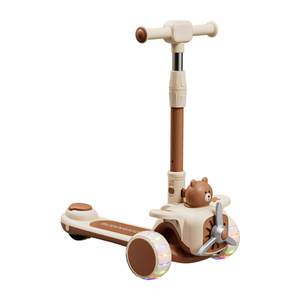 <span class=keywords><strong>Trottinette</strong></span> pliable à trois roues pour enfants avec capteur et siège, pour garçons et filles de 1 à 8 ans, jouet d'extérieur deux-en-un - Product Image 1