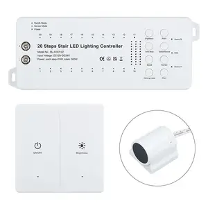 Controlador de Iluminación Dinámica para Escaleras, Sistema de Control con Sensor de Movimiento e Interruptor de Panel, Tiras LED para Escaleras de Casa, 20 Pasos