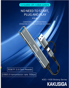 KSC-1435 BOLANG Convertisseur multifonction 10 en 1 (Type-C+USB vers USB3.0*3+SD+TF) - Product Image 3
