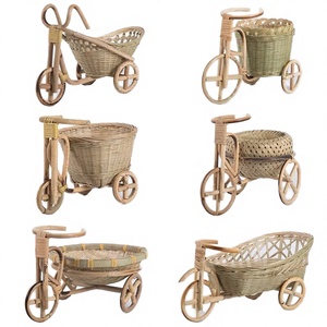 Cesta <span class=keywords><strong>de</strong></span> <span class=keywords><strong>Bicicleta</strong></span> <span class=keywords><strong>de</strong></span> <span class=keywords><strong>Mimbre</strong></span> <span class=keywords><strong>de</strong></span> Bambú Atractiva, Tamaño Pequeño S, Diseño Flexible para Almacenamiento <span class=keywords><strong>de</strong></span> Frutas y Alimentos, Decoración <span class=keywords><strong>de</strong></span> Cocina y Jardinería - Product Image 4