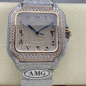 Montre de luxe personnalisée en or 18 carats avec diamants carrés et moissanite pour homme, fabriquée en usine OEM - Product Image 5